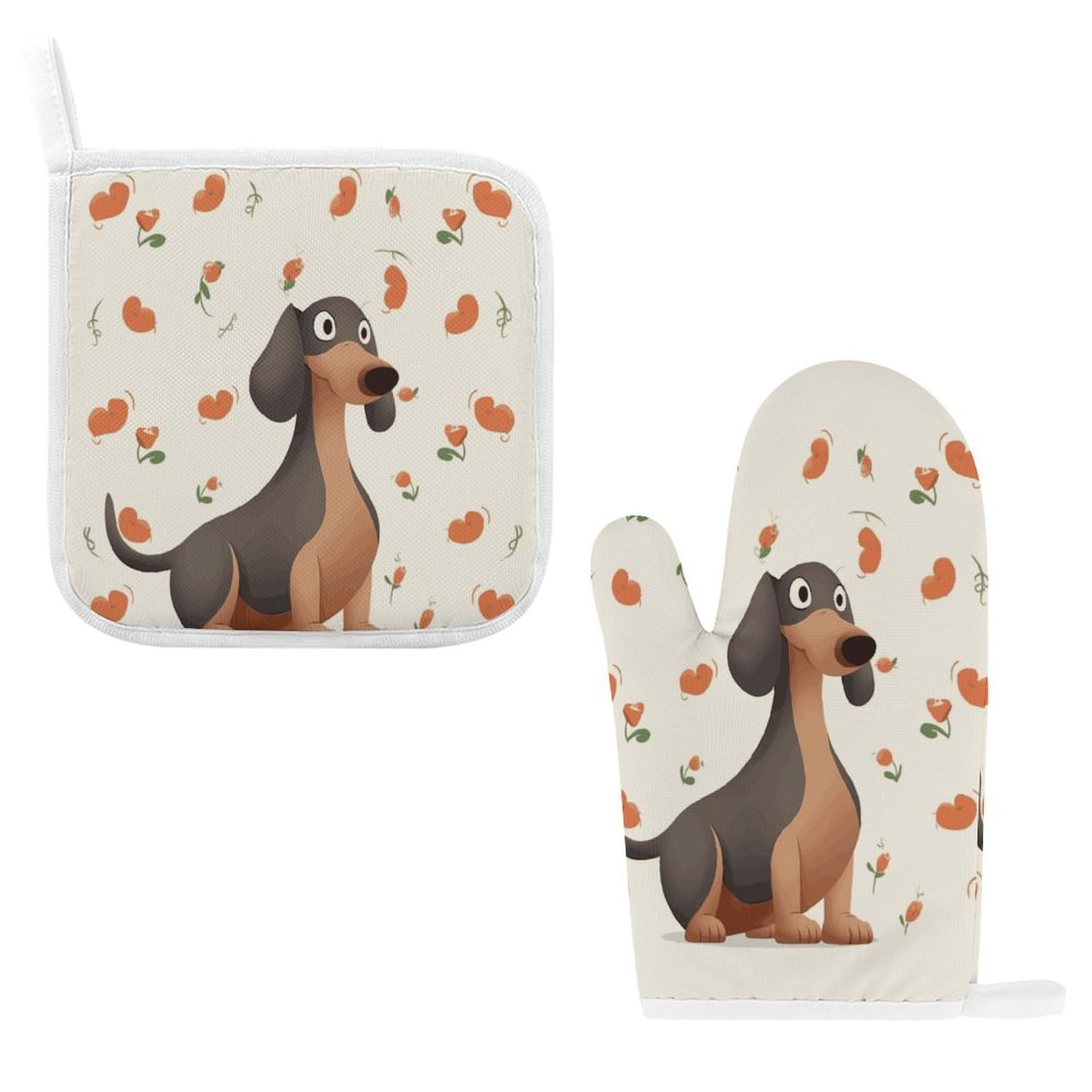 Btcowzrv Style I Love My Dog Dachshunds Oven Mitts And Pot Holders 2Pcs Set