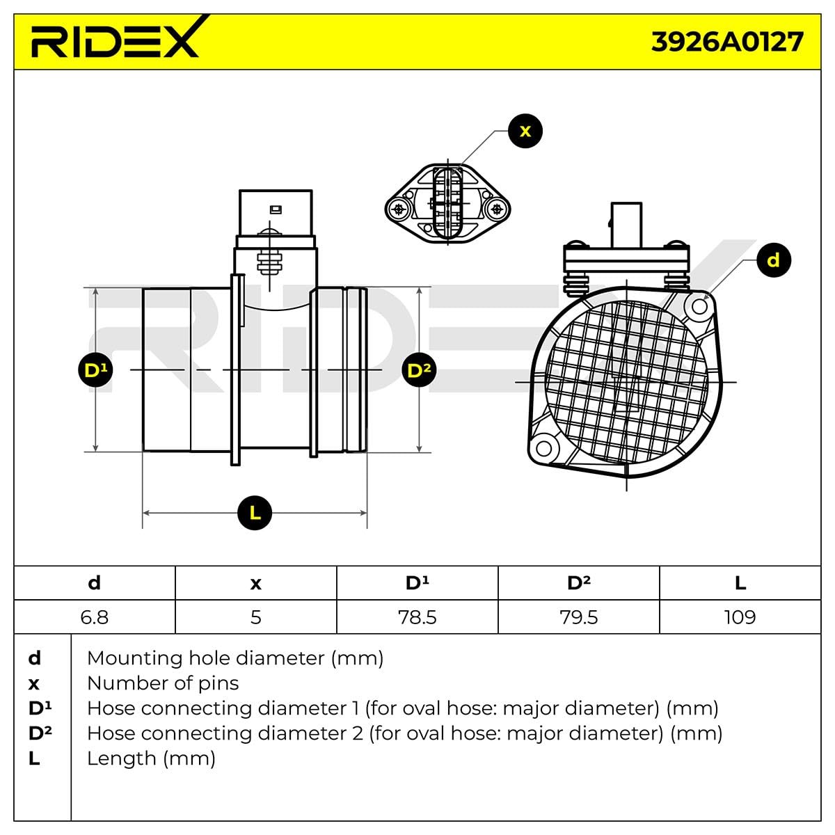 RIDEX 3926A0127 Debimetro Compatibilità con VW Golf IV Hatchback 1J1