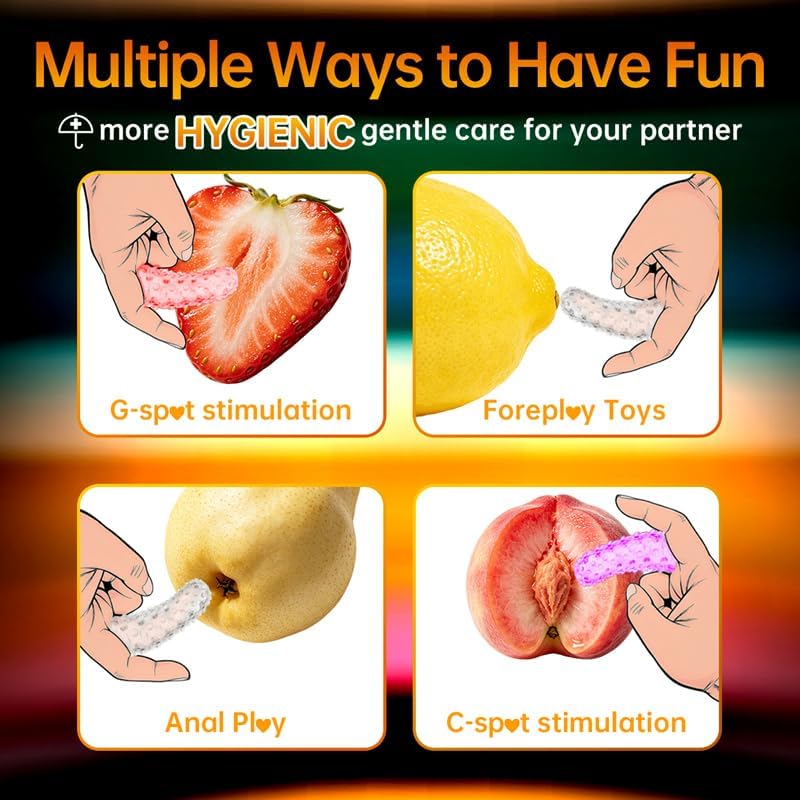 3Pcs Sex Toys Finger Condom, Adult Toys Finger Sleeve Female Condoms Clitoral G-Spot Stimulator Anal Toys Juguetes Sexuales, Finger Vibrator Finger Massager Couples Sex Toys