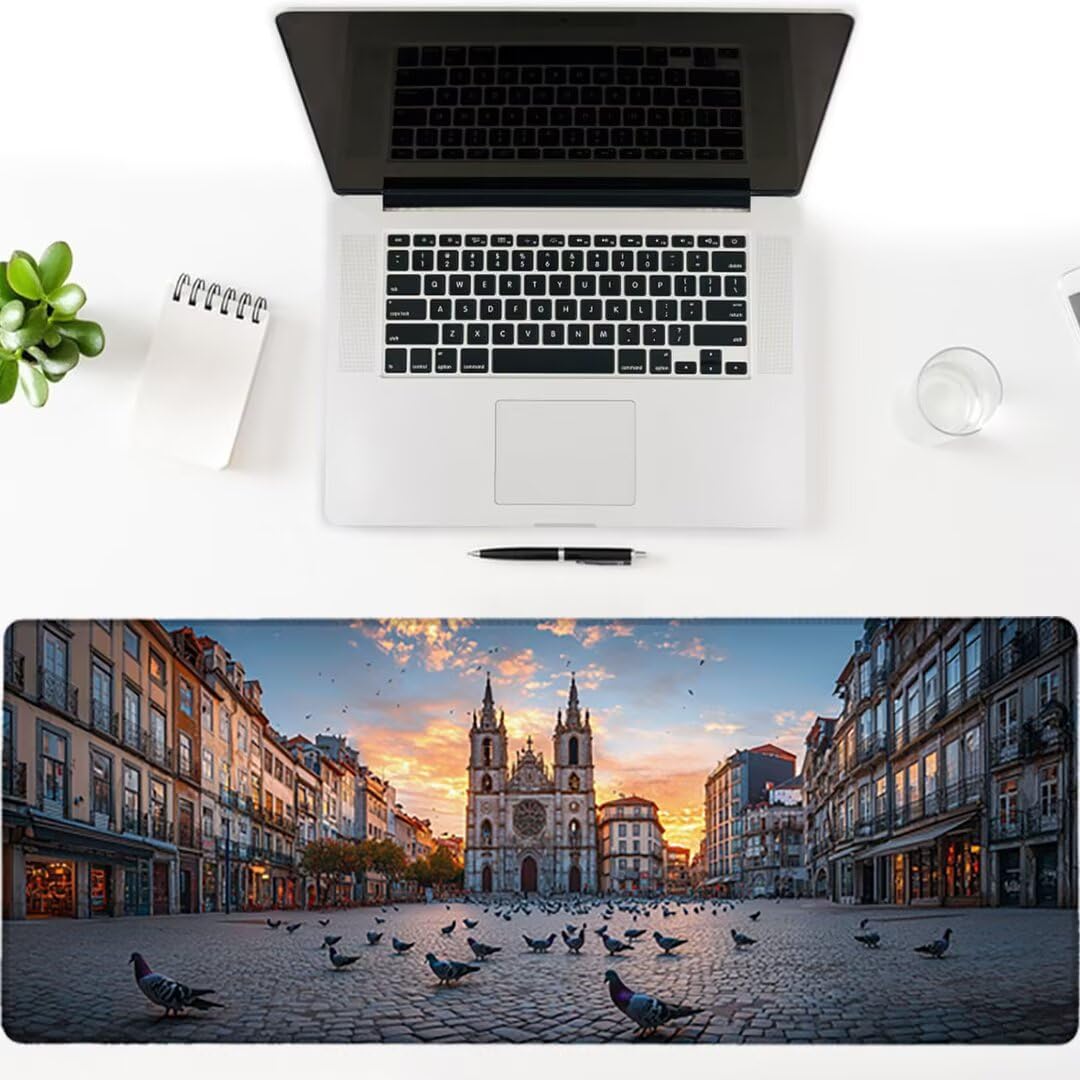 Nowoczesna podkładka pod mysz XXL - 1400x600x3mm - krajobraz duża mata na biurko z przeszytymi krawędziami wodoodporna antypoślizgowa do komputera, przenośna poprawia precyzję i szybkość -36754