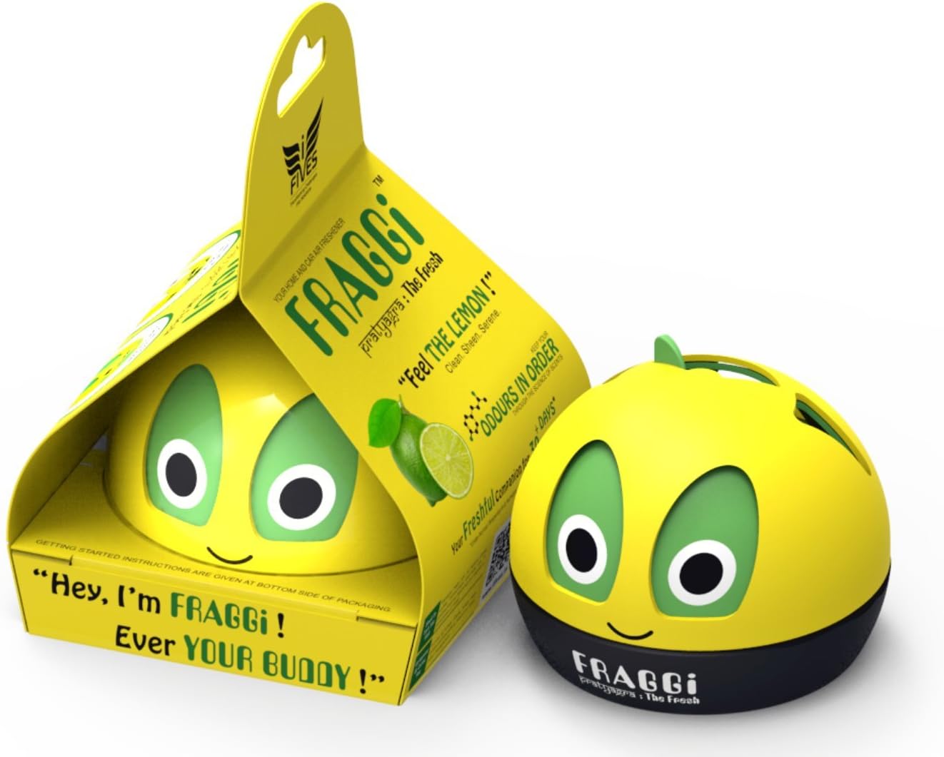 FRAGGi™ Premium Quality Air Freshener Car Perfume For Dashboard (Pratyagra: The Fresh, Lemon, 80 g)