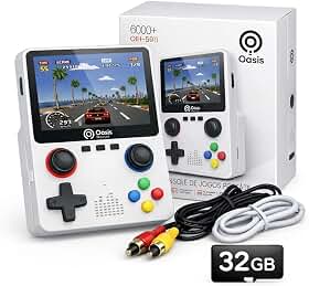 Console Portátil Retrô Oásis OIH-5911 Emuladores Jogos Clássicos | 6000 Jogos, Tela 3.5 HD, 32GB, Bateria Recarregável, Saída TV AV