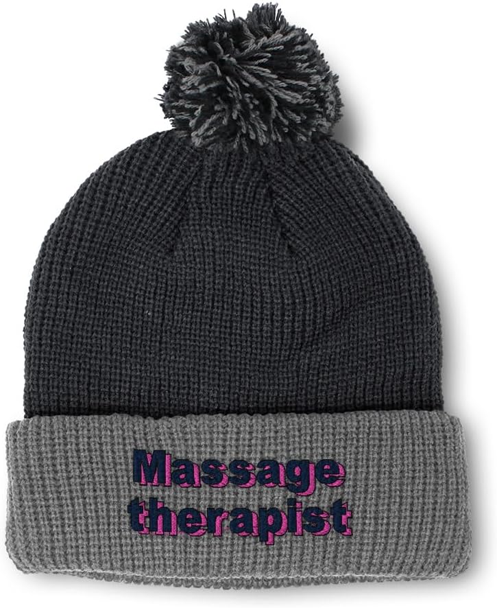 Speedy Pros Pom Pom Beanies for Women Massage Therapist Skull Cap Winter Hats for Men Acrylic 1 Size