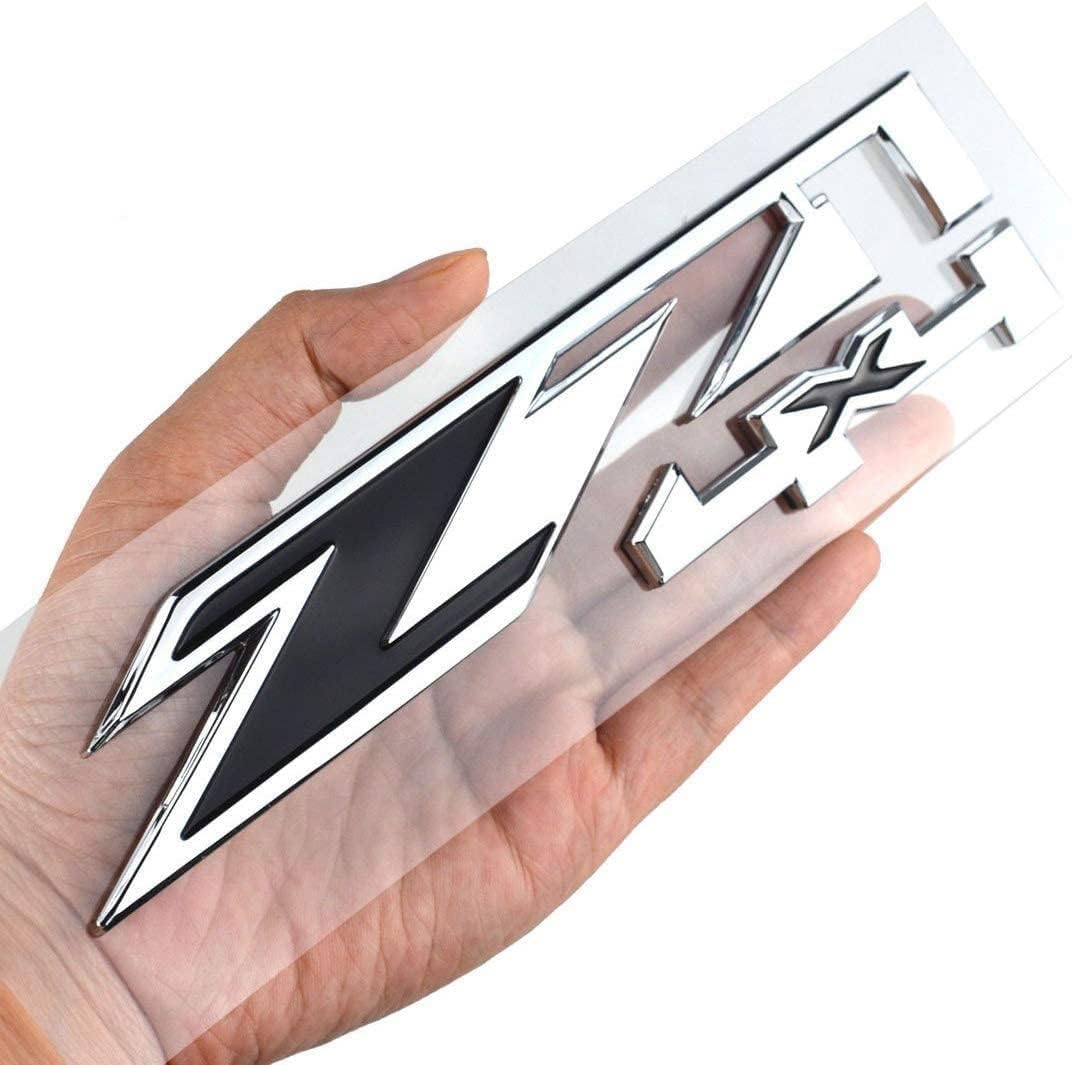 2 Pack Z71 4x4 Emblems Badges Compatible for GMC Chevy Silverado Sierra Tahoe Suburban 1500 2500hd 3500hd Decal (Chrome/Black)