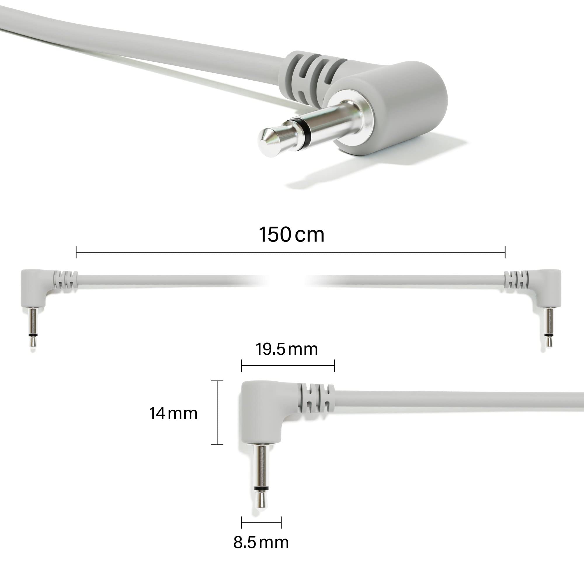 Rechtwinkliger Mono Modular Patchkabel TS 3,5mm 1/8 Zoll Eurorack Synthesizer [13-Pack | 15 cm - 5,91"]