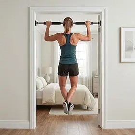 Barra Fixa Porta Ajustável 62 a 100cm Musculação Fortalecimento Braços Costas Exercício Até 120kg Base Porta Superfície Plana + Kit Parafuso