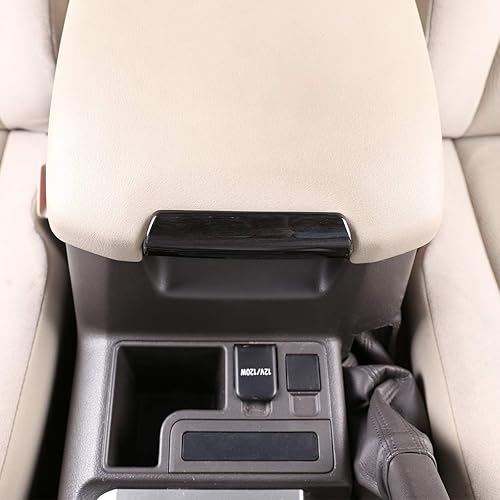 Miniatura 4 de YIWANG ABS Cromado Reposabrazos Interior de Coche Lentejuelas Accesorios para Toyota Land Cruiser Prado FJ150 2010  2019, Fibras de madera negra