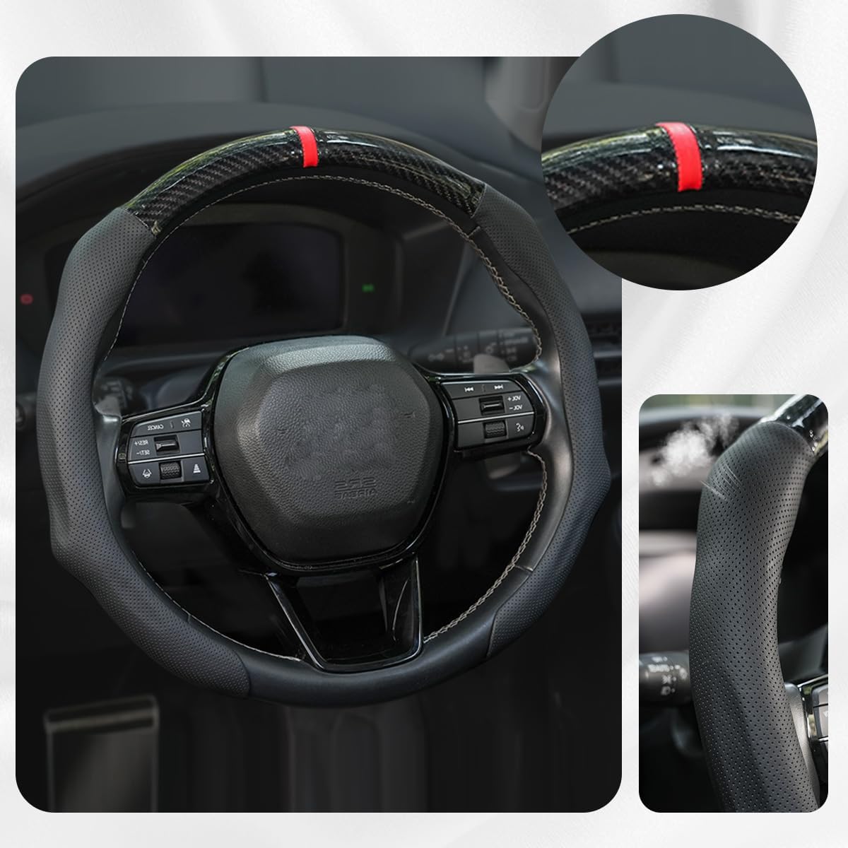 Car Steering Wheel Cover Napa Leather Non Slip Vehicle Steering Wheel Cover Protector, Quick Install Comfy Automotive Interior Decor, Universal fit 14½ to 15 inches Car Pickup SUV 14.5 to 15 inches
