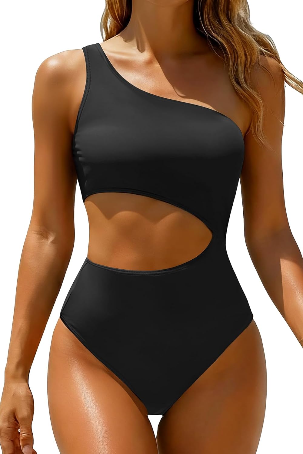 Women's One Piece Swimsuit- One Shoulder Bathing Suit Cutout Tummy Control Swimwear
