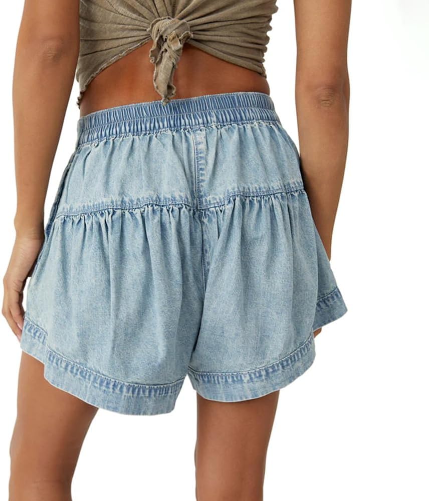 Women's Summer Denim Shorts Button Up Pleated Jean Shorts Casual High Waisted Wide Leg Denim Skort with Pockets - Image 7