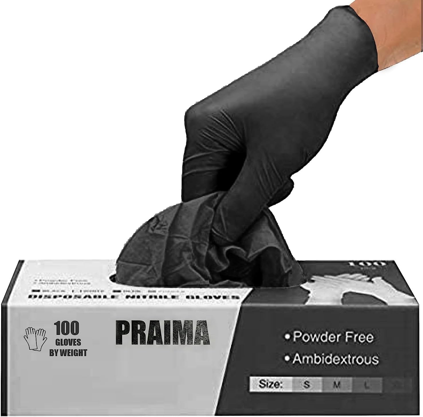 PANKTI Black Nitrile Disposable Gloves - Latex-Free, Powder-Free, Pack of 100, Strong and Puncture-Resistant, Medical, Food Handling, Tatoo Barber Shop Gloves (X-Large)