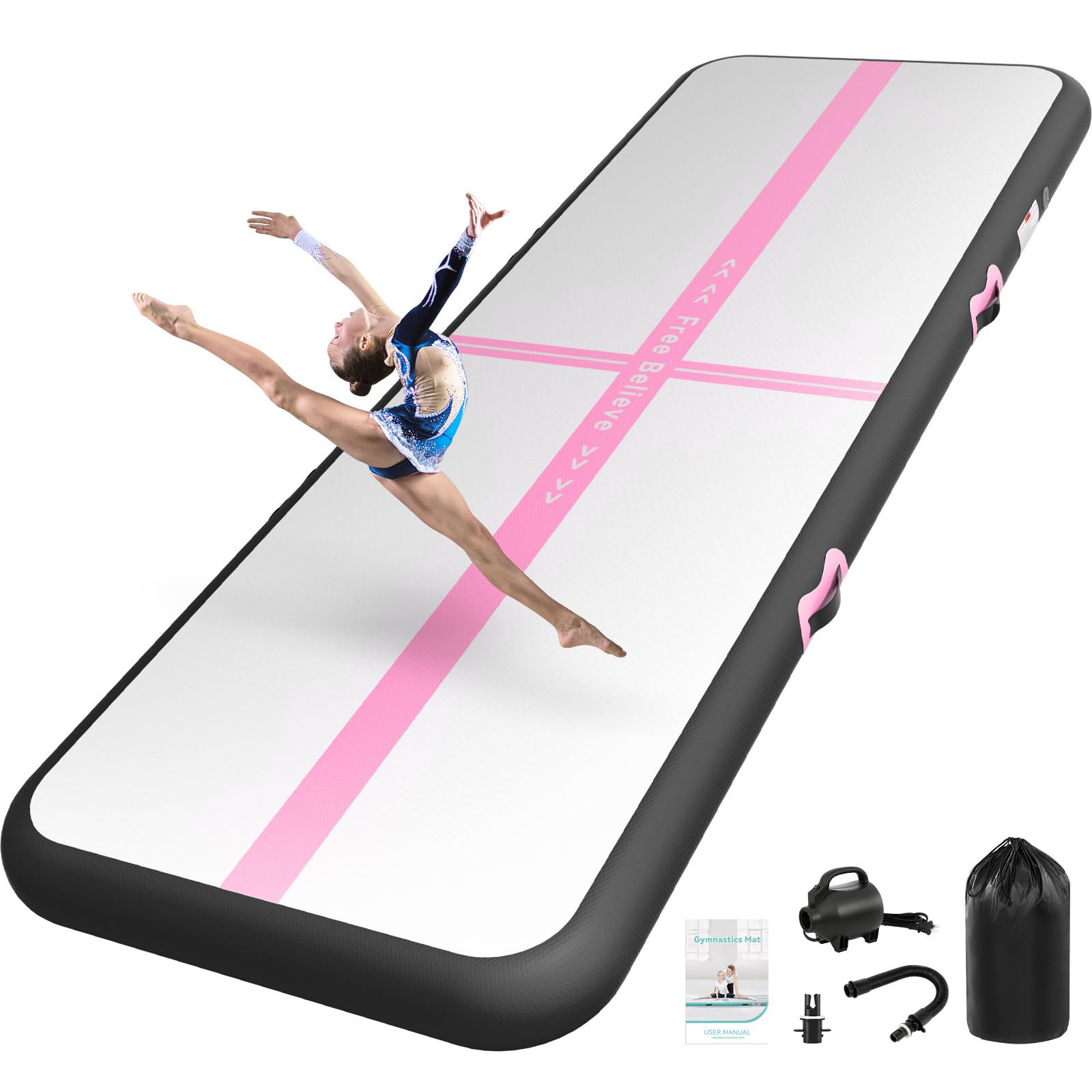 Tapis de Gymnastique 6m épaisseur 10cm avec Pompe à air 600W,Tapis de Gym,Tumbling Mat, Air Floor Mat pour Gymnastique, Extérieur, Fitness, Yoga et Sport