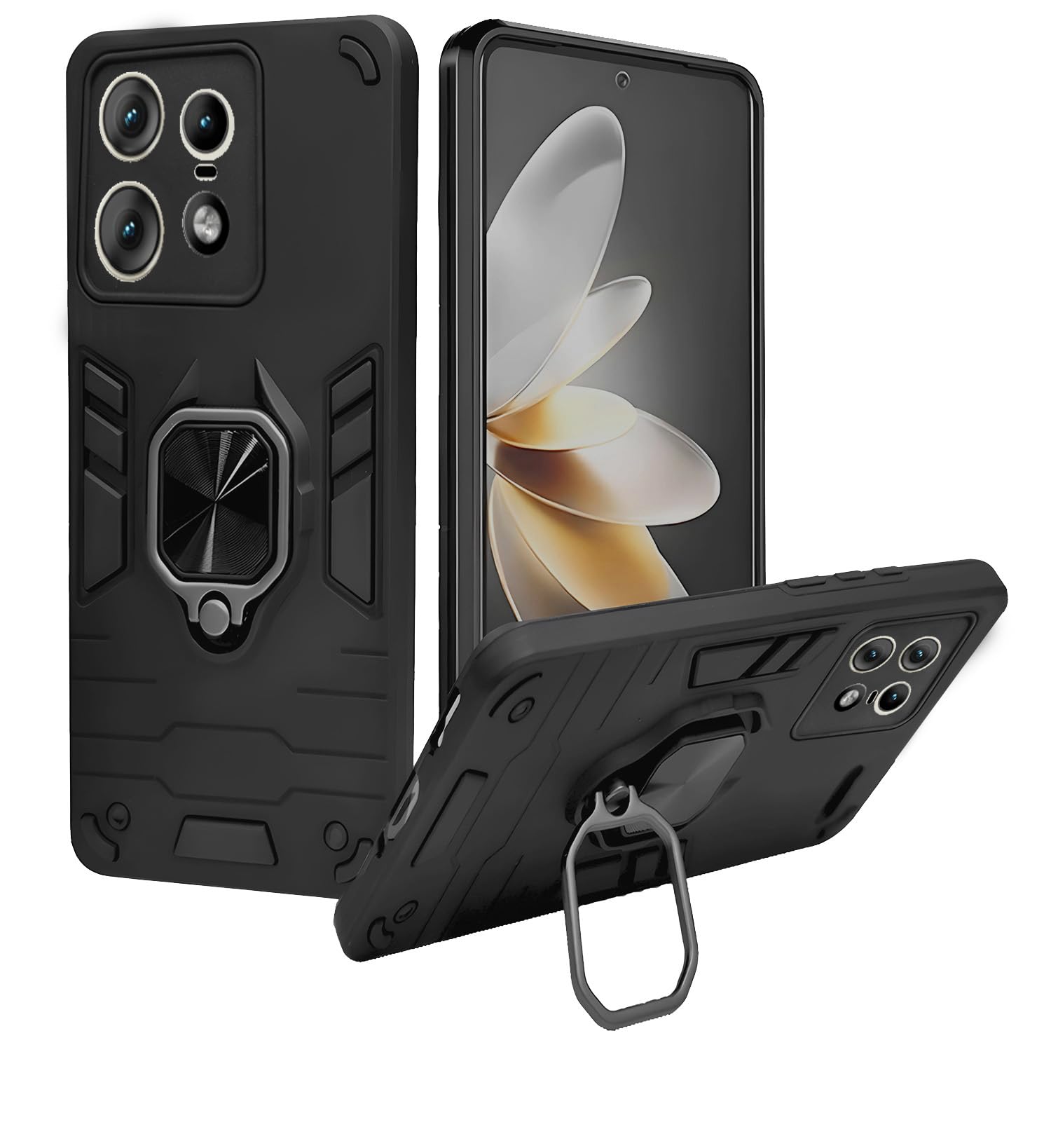 A rtistque Armor Bumper Back Case Cover for Motorola Moto Edge 50 Pro 5G | Stylish Ring Holder & Inbuilt Stand | Shockproof TPU Protective Design | Motorola Edge 50 Pro Back Cover - Black (B0D988FS7N) Amazon Price History, Amazon Price Tracker