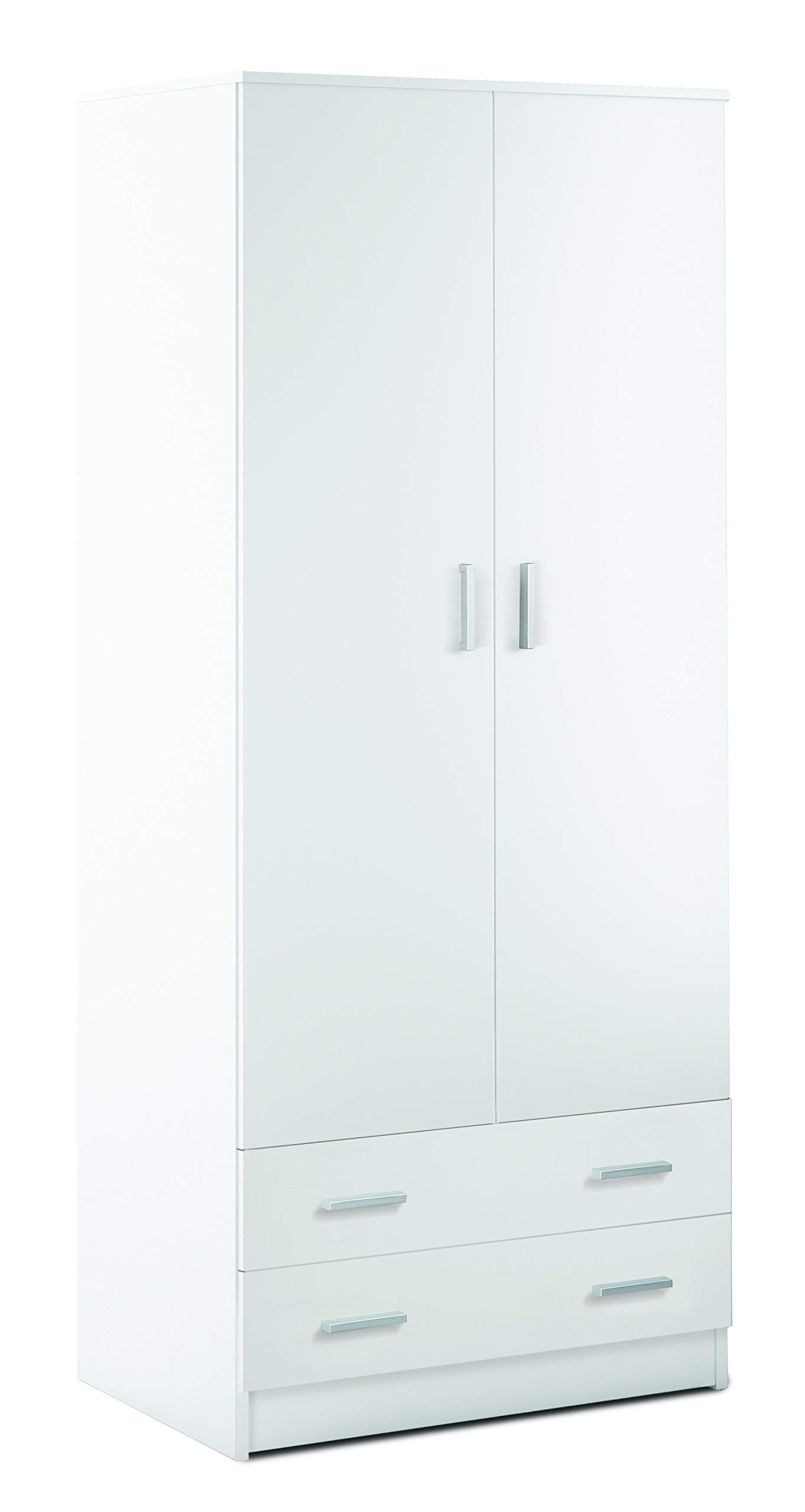 Armadio 2 ante 2 cassetti H182 L77 P52 Cm colore Bianco Liscio 456k