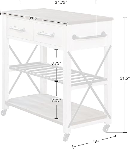 Miniatura 6 de FirsTime & Co. Carrito de cocina blanco Aurora Farmhouse hecho en Estados Unidos, blanco envejecido, 31.5 x 16 x 31.5 pulgadas,