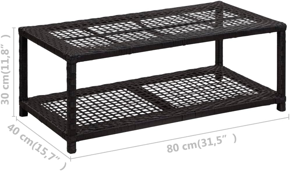 vidaXL Shoe Rack, 2-Tier Shoe Storage Organizer, Shoe Shelf, Shoe Holder for Entryway Hallway Doorway Closet Bedroom Dorm Room, Black Poly Rattan