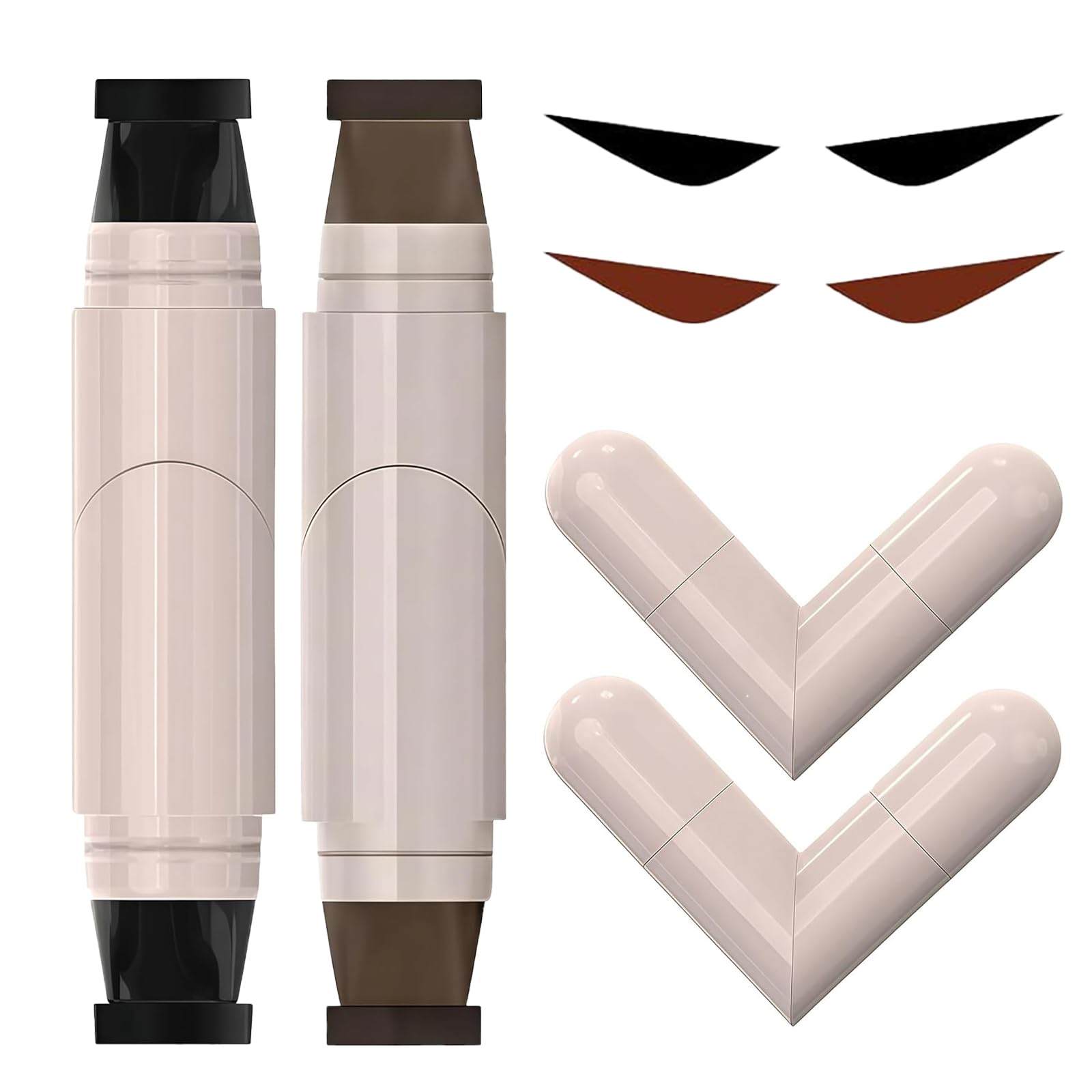 2pcs Rotatable Eyeliner Stamp Set - Smudge-Proof & Long-Lasting, Ready to Use, Flawless Winged Eyeliner for Beginners & Makeup Enthusiasts,Quick Shaping Tool with Left/Right Eye Marked，Black + Brown