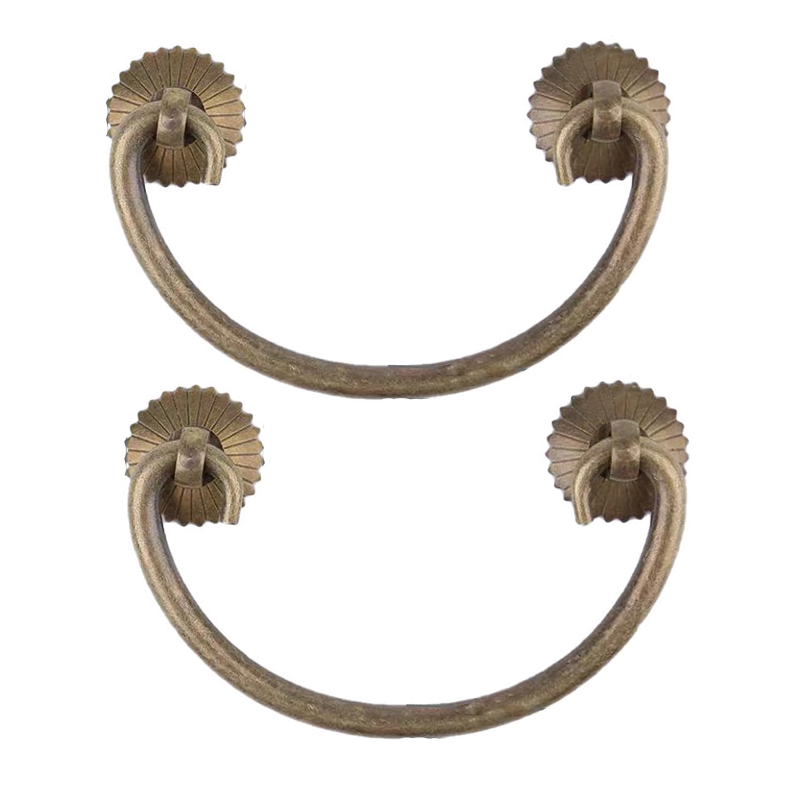 Dswzlqdxb Bronze 2 Pieces Dresser Handles With Fist Ring Pull Knobs,Drawer Handles Vintage,Brass Cabinet Pulls Wardrobe Knob Antique Door Levers Door Ring (5.5Cm,)