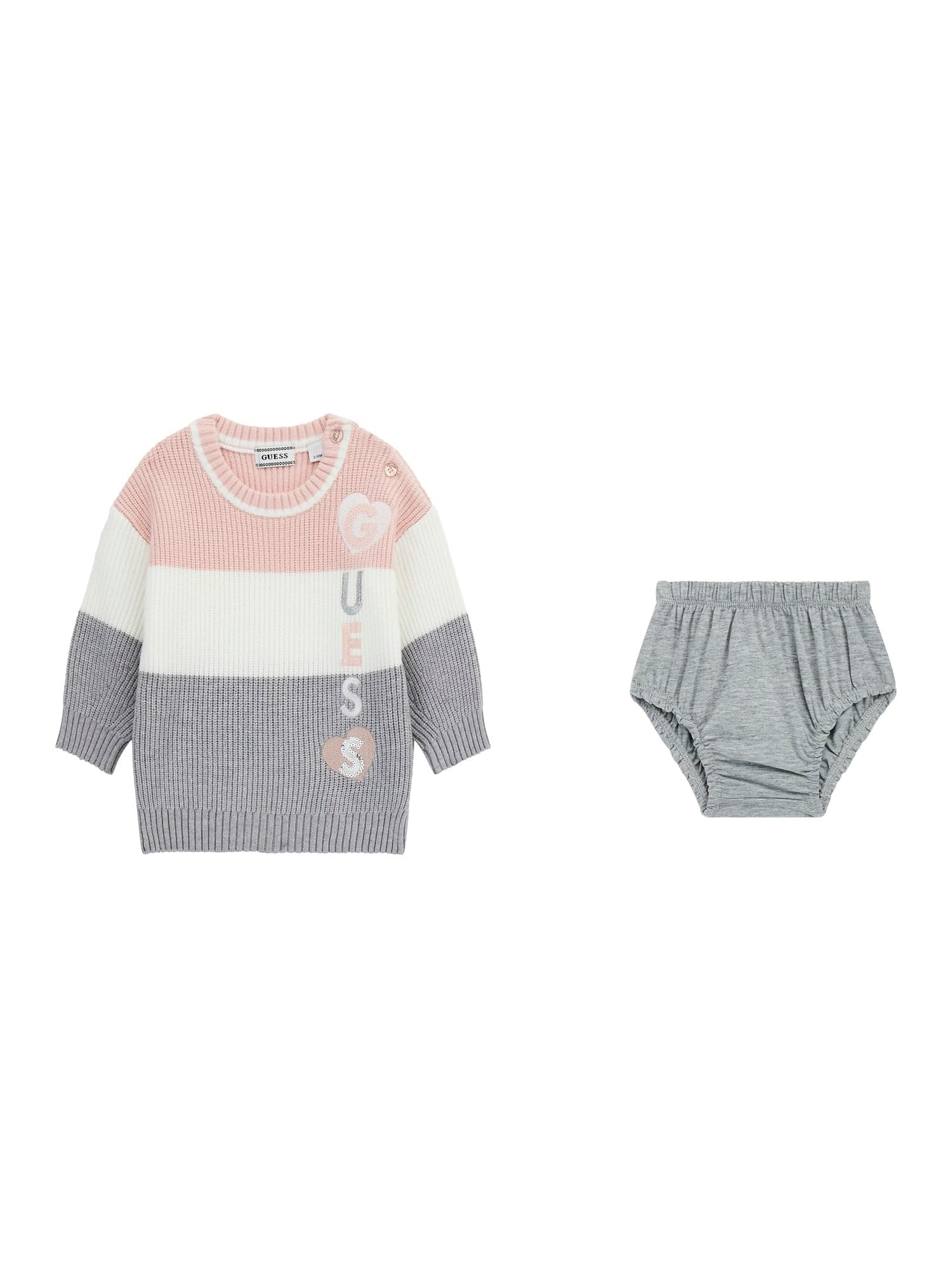 GUESS Baby-Girls - Vestito in maglia a maniche lunghe e copripannolino in maglia jersey
