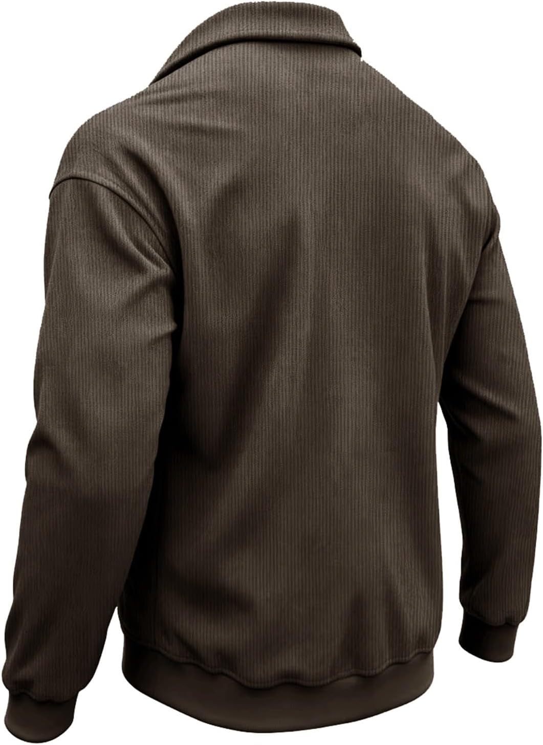 Mens Corduroy Lapel Jacket Button Long Sleeve Casual Bomber Coat