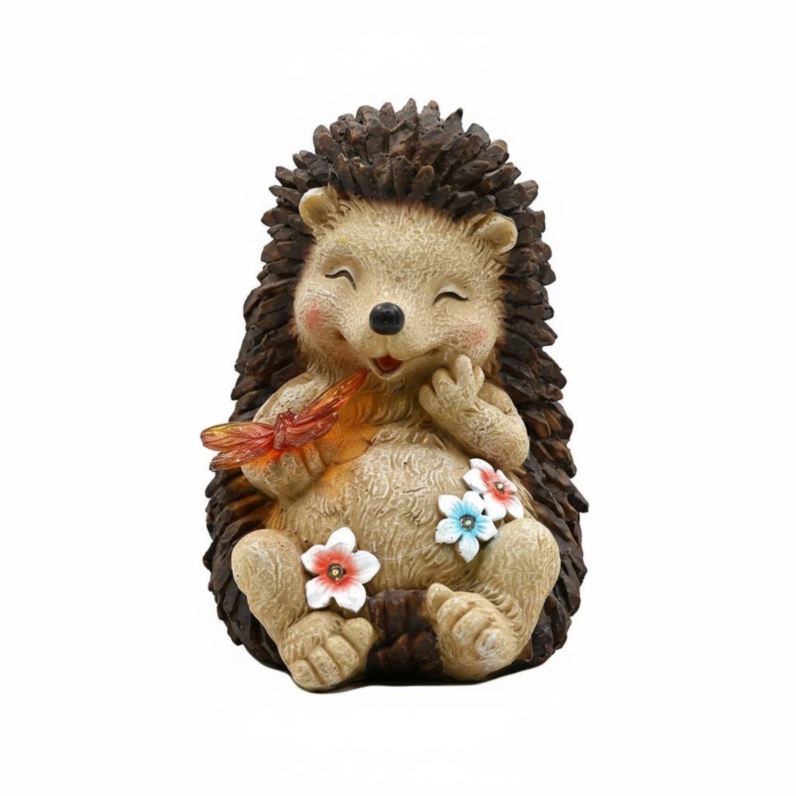 Sharplace Igel Solarlicht Figur Garten Skulptur Statue Deko Ornament aus Robustem Harz mit Feiner Reliefoptik Und Automatischer Dämmerungsbeleuchtung für