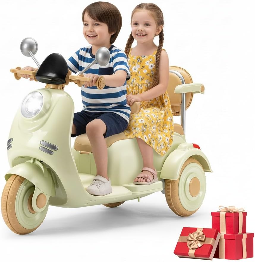12V Electric Wiggle Car for Toddlers, 3 in 1 Battery Powered Ride On Toy [Electric, Glide, Wriggle Modes] Swing Car with LED Flashing Wheels, Bluetooth Music, Foot Pedal Control