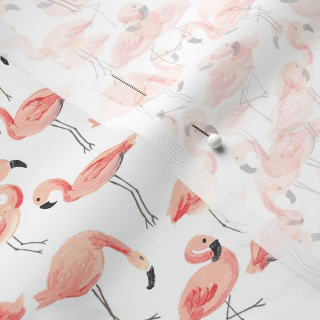 Spoonflower Fabric - Flamingo Party Small Flamingos Pink Black White Birds Scale Printed on Chiffon Fabric by The Yard - Sewing Fashion Apparel Dresses Home Decor