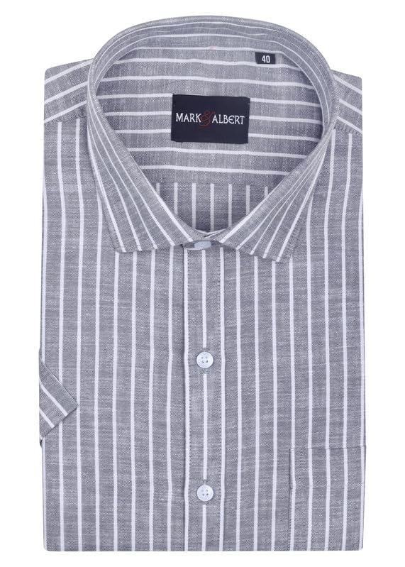 Image of MARK & ALBERT Half Sleeves Regular Fit Formal Shirt for Men Grey