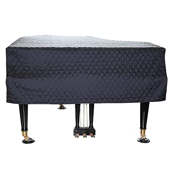 ESYUEL Grand Piano Cover Dust Protective Cover with Quilted Diamond Pattern(160cm/62.9in, Black)