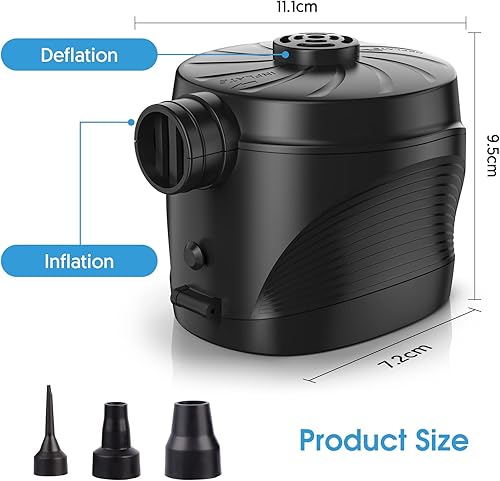 Miniatura 2 de Electric Air Pump for Mattress, Battery Powered Portable Airbed Camping inflatables Paddling Pool Beach Toys, Inflate Deflate air Pumps with 3