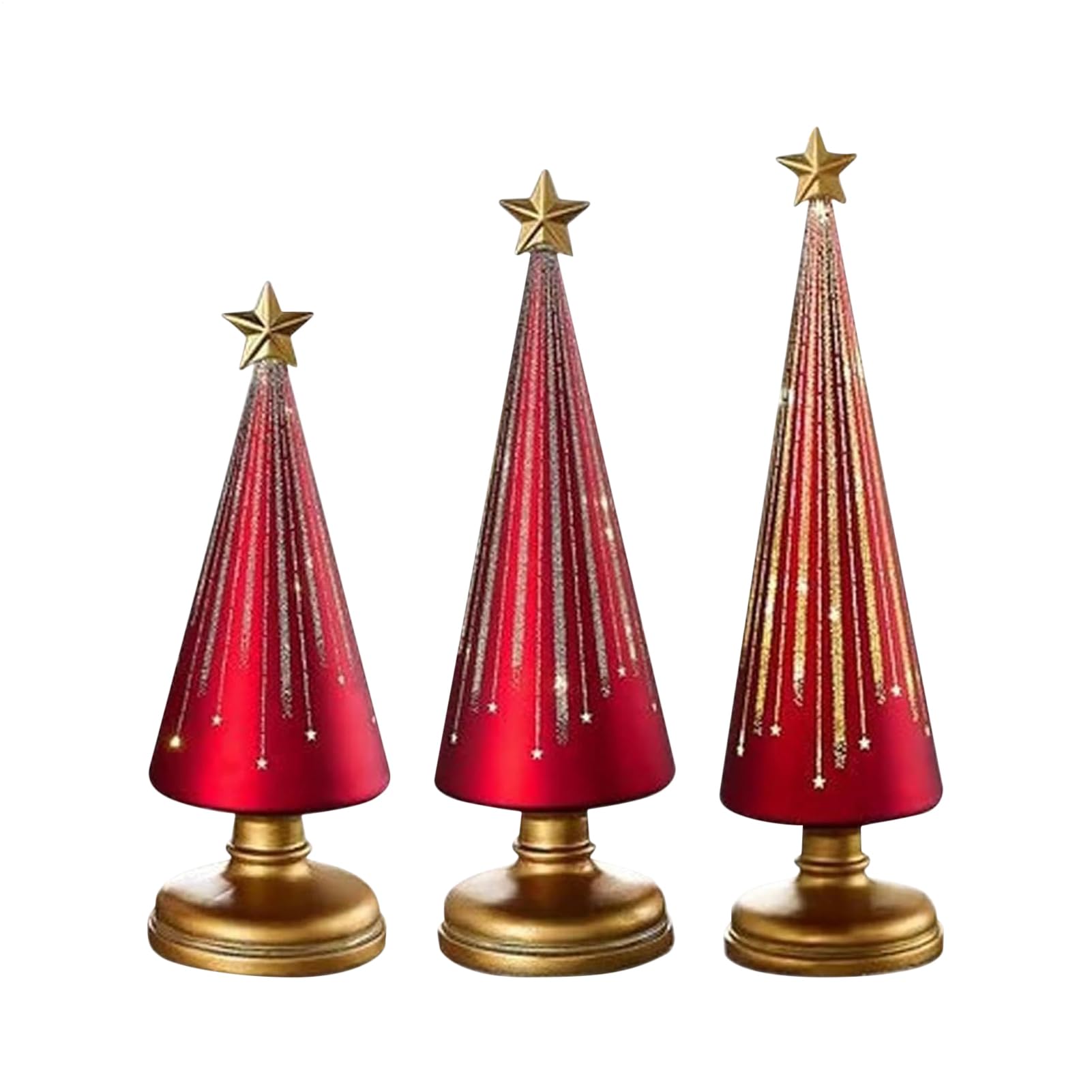 Sapins en résine illuminés pour déco festive de salon