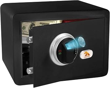 Biometric Fingerprint Home Safe Box, Digital Security Safes with Combination Lock Keys, 34L Small Cash Box for Money Jewelry Document, Black