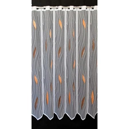 Amazon De Scheibengardine Mit Tropfenmuster 100 Cm Hoch Breite Der Gardine Durch Gekaufte Menge In 14 Cm Schritten Wahlbar Anfertigung Nach Mass Weiss Mit Braun Terra Vorhang Kuche Wohnzimmer Scheibengardinen 100 Cm Hoch