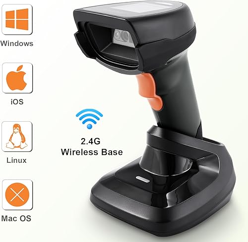 Miniatura 2 de Escáner de código de barras inalámbrico 2D, lector automático de códigos de barras con pantalla de 1.8 pulgadas, lector de código de barras portátil