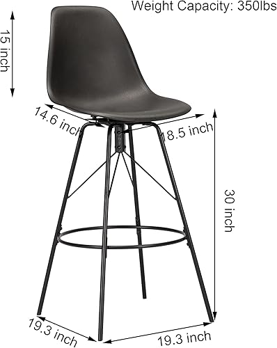 Miniatura 8 de Changjie Furniture Taburetes de bar giratorios de altura de mostrador, juego de 4 sillas laterales de plástico, taburetes de bar industriales