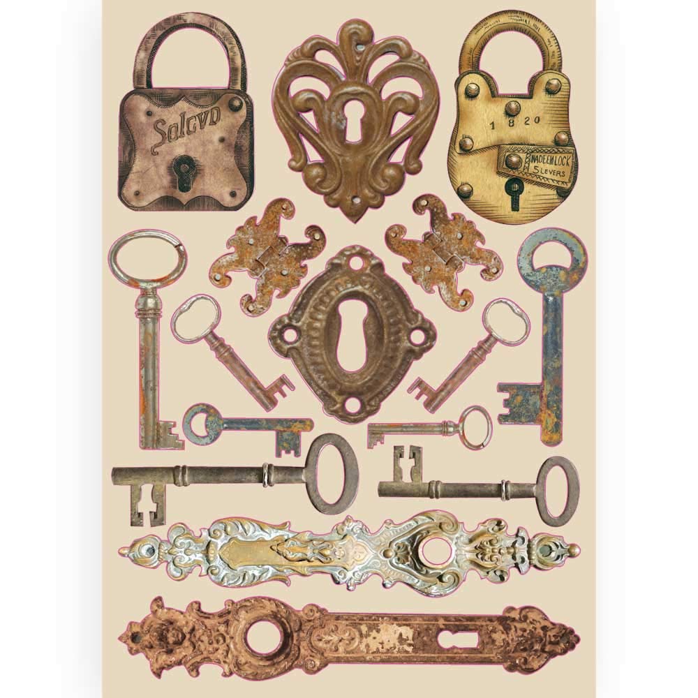 Stamperia Coloured Wooden Frame-Lady Vagabond Locks and Keys, Various, A5