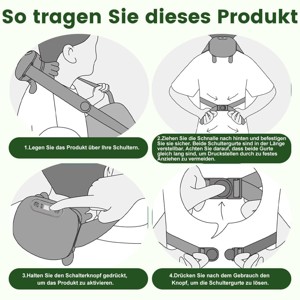 4d Nackenmassagegerät Kabellos, Elektrische Shiatsu NackenmassagegeräTe mit LED, Schulter Massagegerät mit Händen, 3 Massagestufen und 2 Heizstufen, für Zuhause, Büro, Reisen