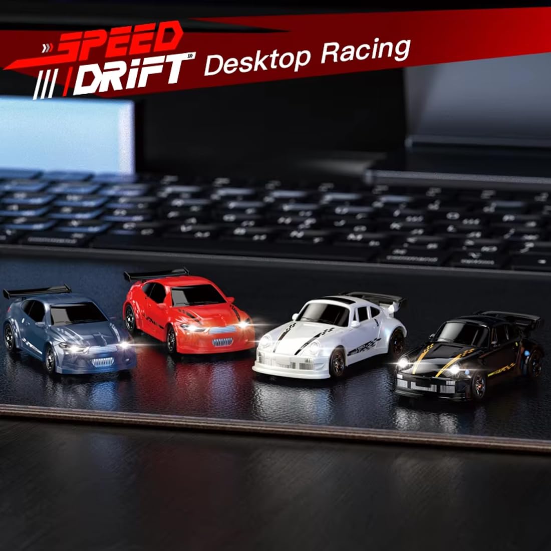 Coche RC De Drift A Escala 1:64 – 4WD Con Luces LED, Mando De 2.4 GHz Y Velocidad De 20 Km/h – Batería Recargable USB-C – Regalo Para Adultos Y Niños