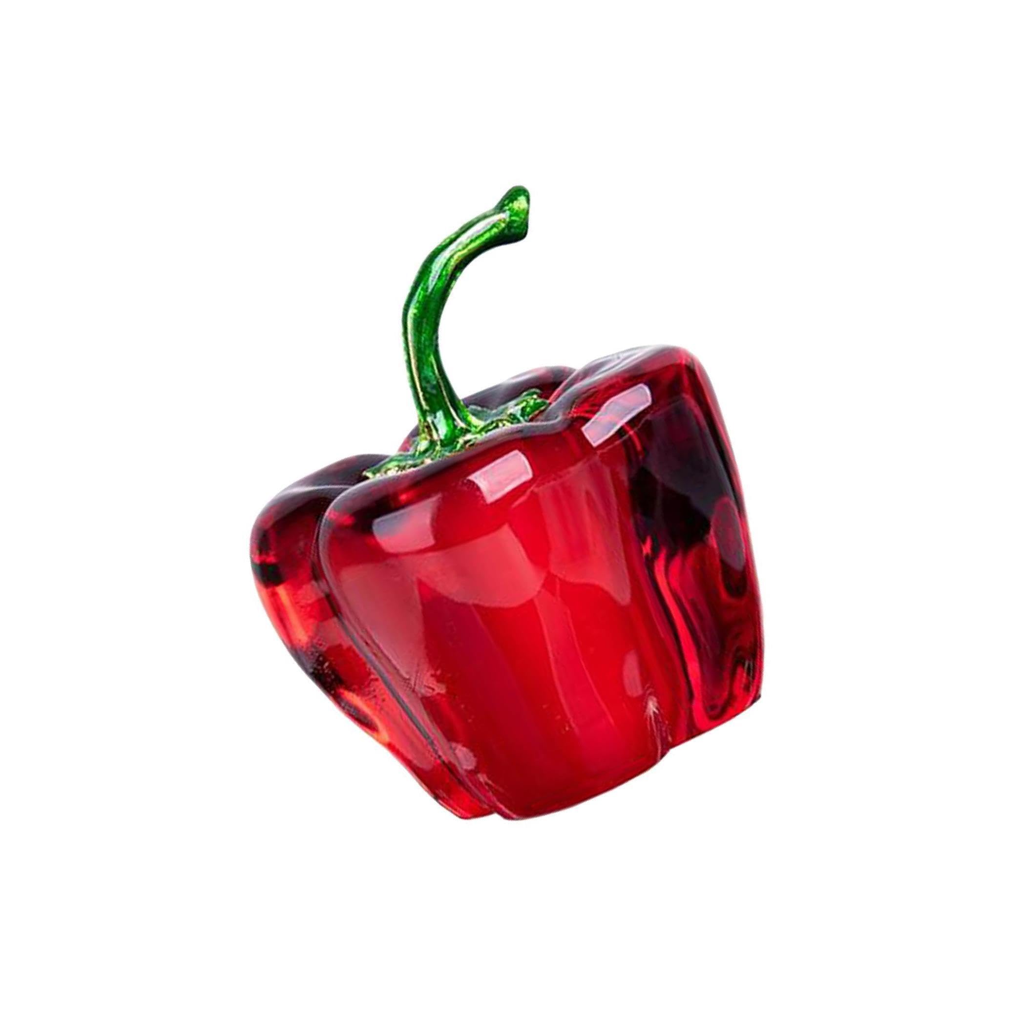 Zambuph Handcrafted Crystal Fruit Sculpture Art Bookshelf Decor Ornament Artwork Intricate and Delicate Decoration Home, Red Chili