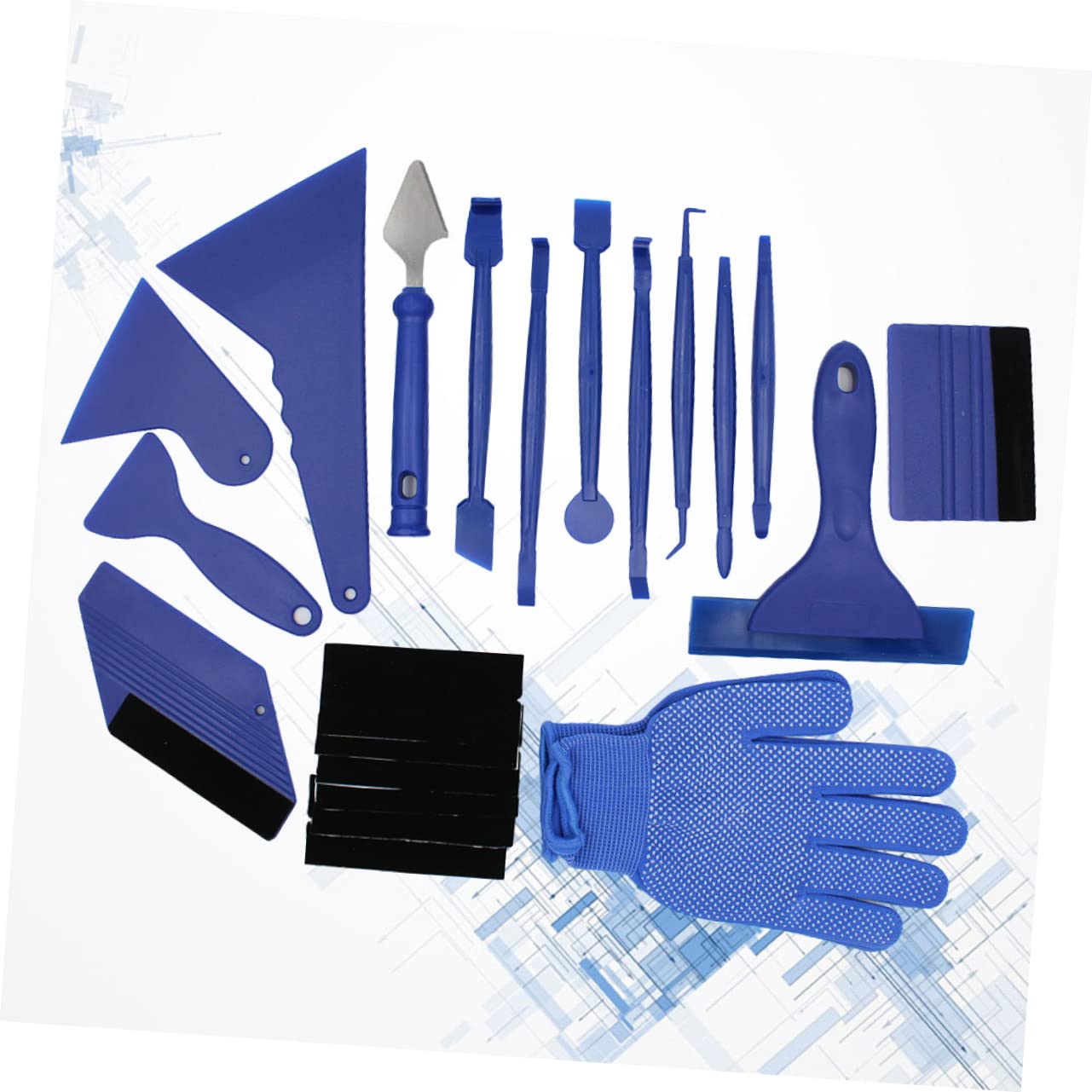 PRETYZOOM Car Tool Scraper Car Film Wrapping Tool Car Wrap Sticker Kit Window Tint Tool Car Squeegee Film Cutter Car Tinting Squeegee Blue
