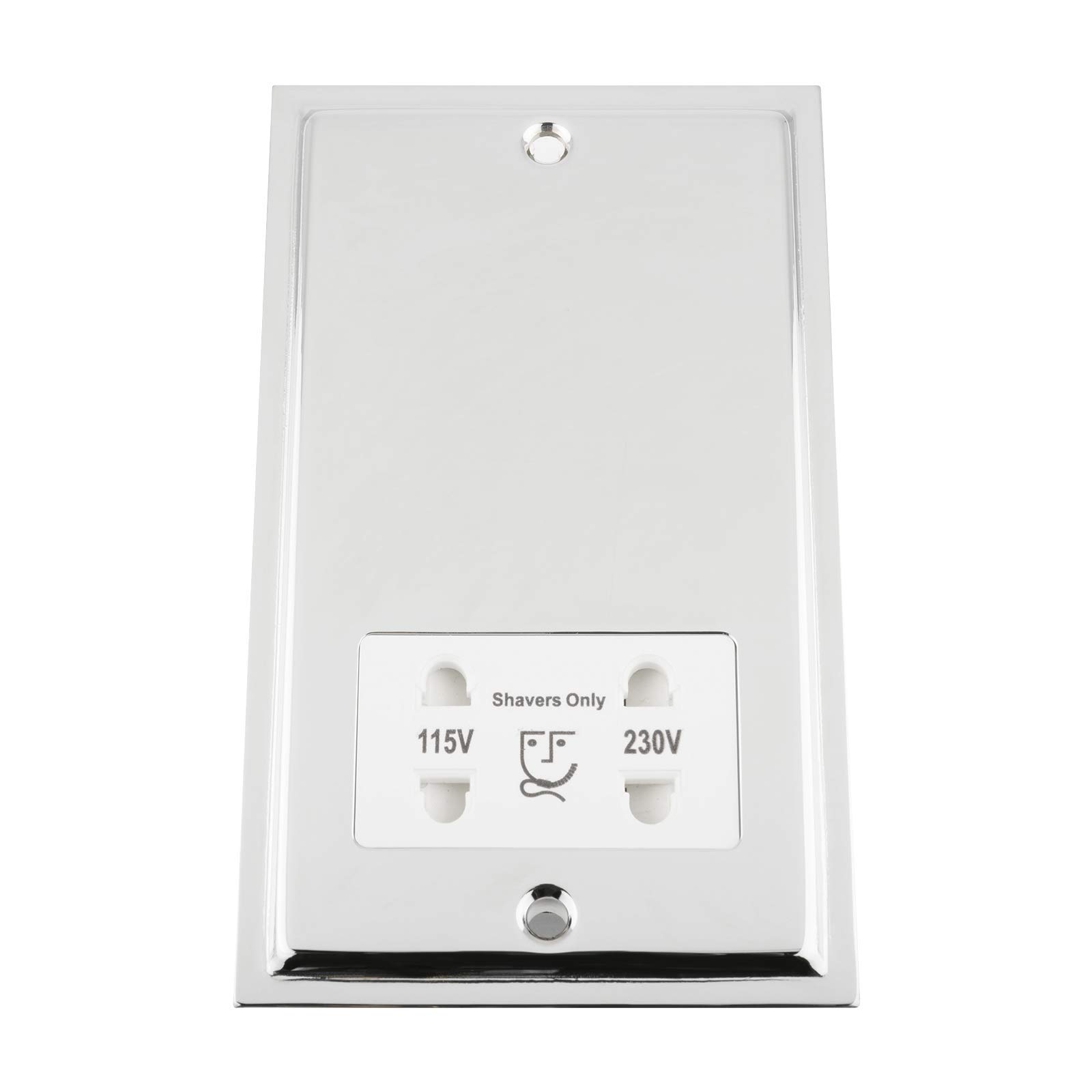 A5 Products White Slimline Polished Chrome Shaver Socket 115V/230V Double