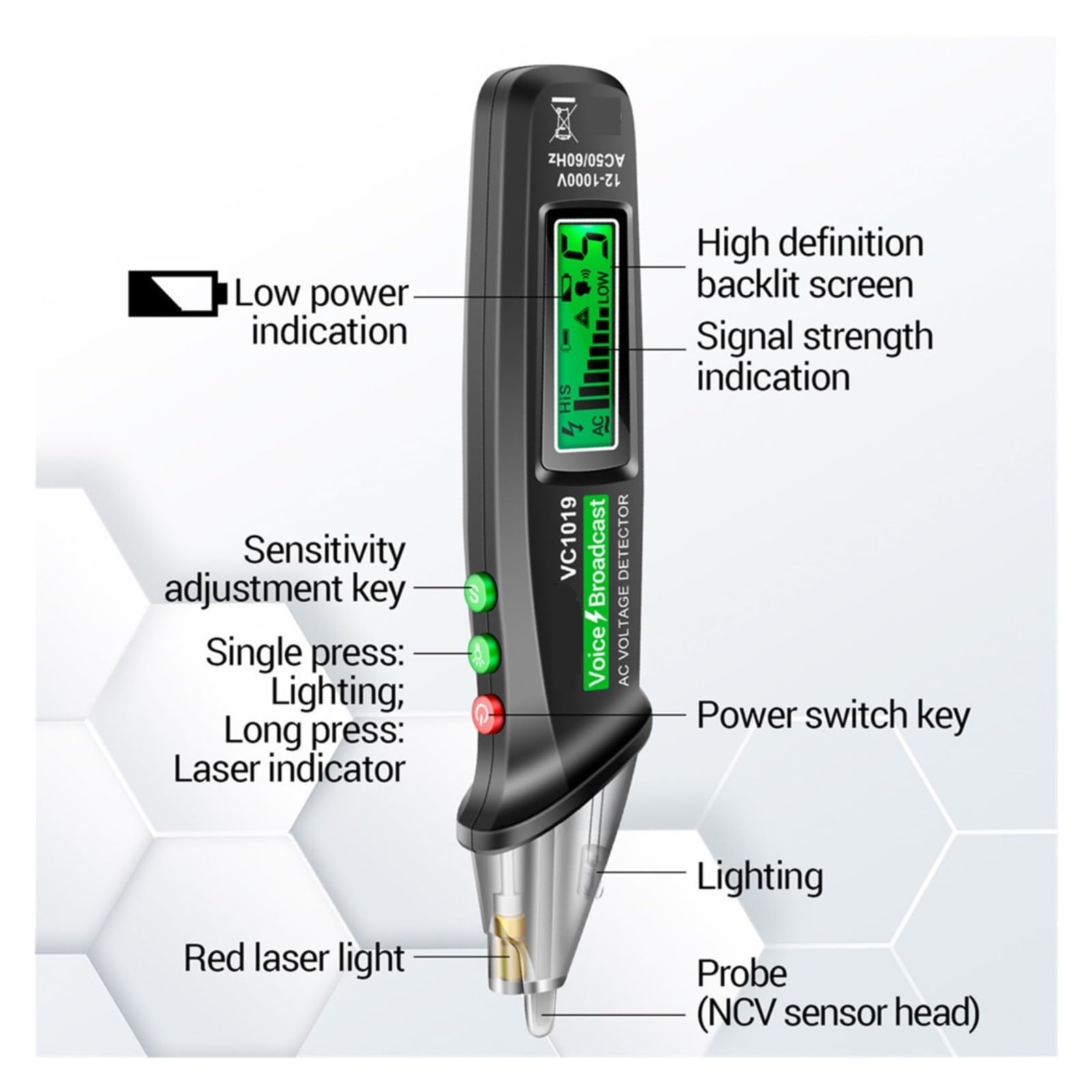 Bolígrafo Probador De Transmisión Voz Inteligente, Sensor Infrarrojo, Posicionamiento, Comprobador Voltaje, Detector Cables Eléctricos Identificación Precisa Eficaz