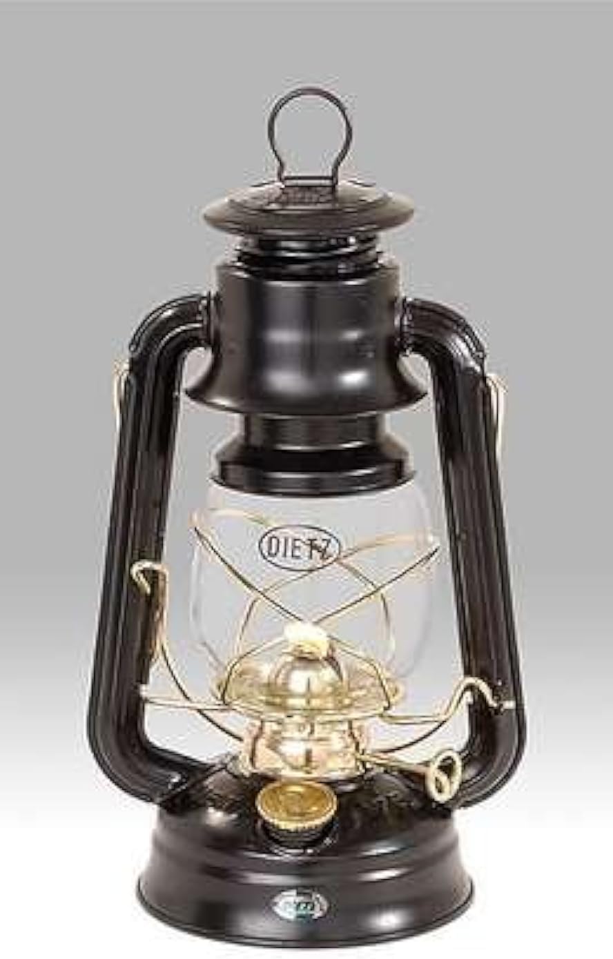 Dietz Original 76 Oil Lamp Burning Lantern Black with Gold Trim
