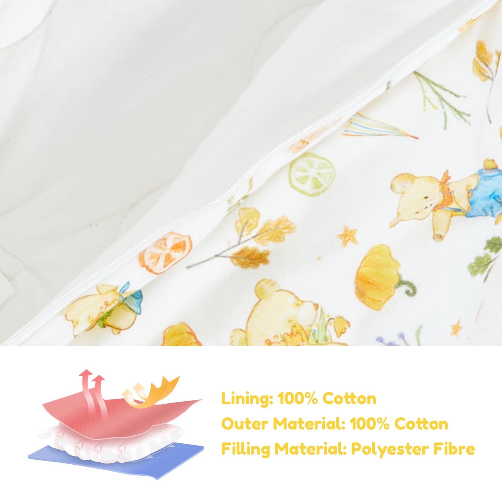 WYTbaby Sacco Nanna con Piedini 3.5 Tog per Bambini, Sacco Nanna Inverno Addensato con Maniche Rimovibili in Cotone, Sacco a Pelo per Neonati e Bambini Piccoli, Ragazzi e Ragazze