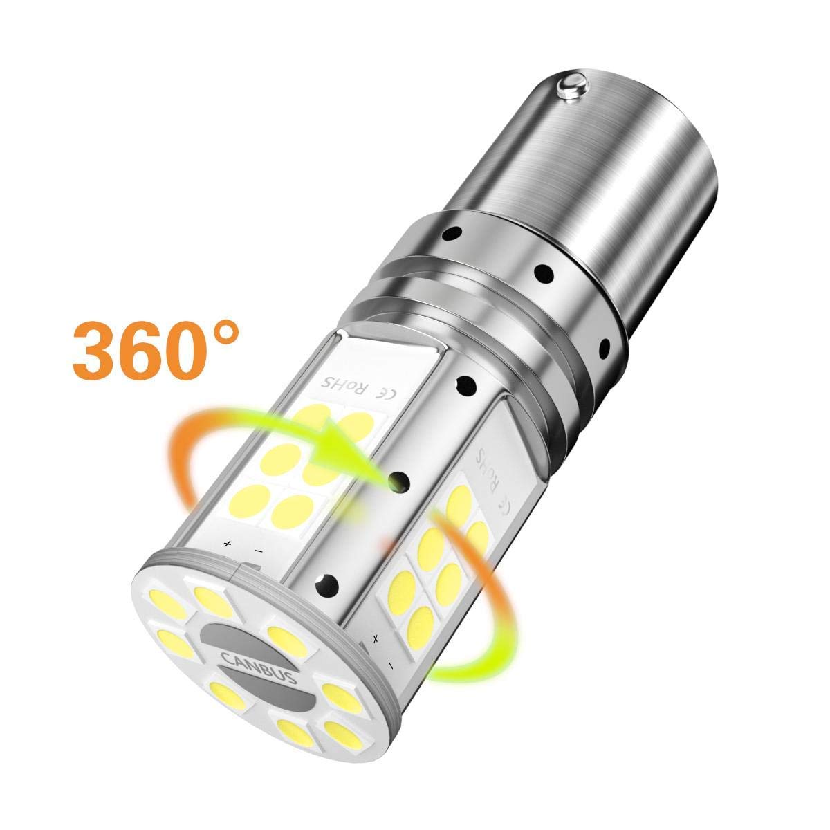 Fastcar 2pcs 1157 BAY15D bombillas led p21/5w led canbus para coche motocicleta luz de marcha atrás luz de freno trasera luz de señal 2057 2357 3030 32SMD 12V 24V 6000k blanco