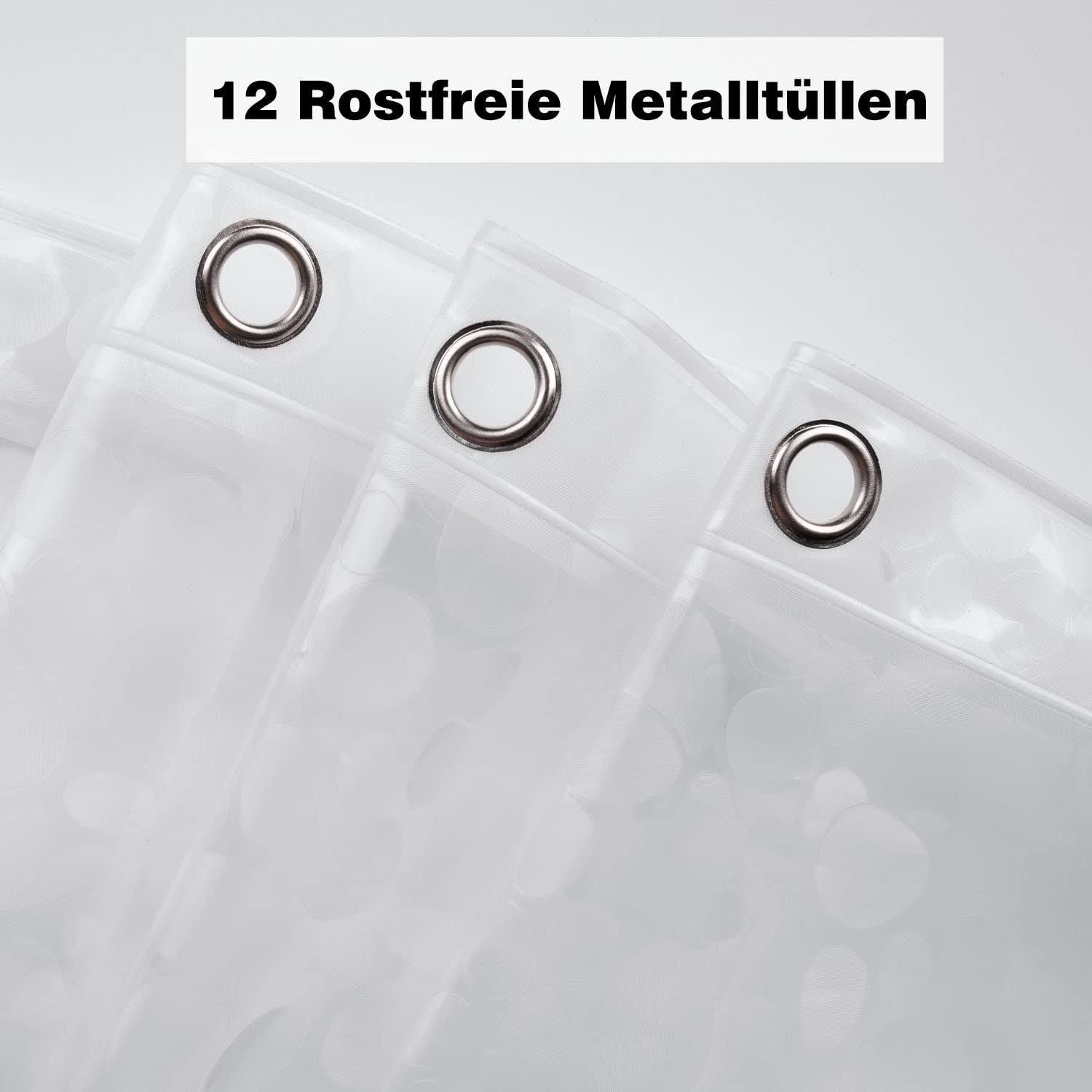 Douchegordijn, schimmelwerend met gewichtmagneten aan de onderkant, transparant, 3D