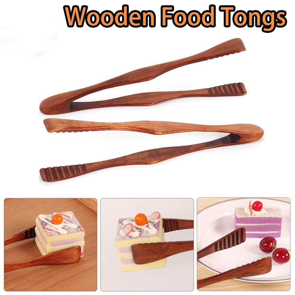 tooloflife 10 pz pinze da cucina, pinze in legno per tostapane, pinze da portata per cucina, campeggio, griglia, buffet, ristorante, ecc
