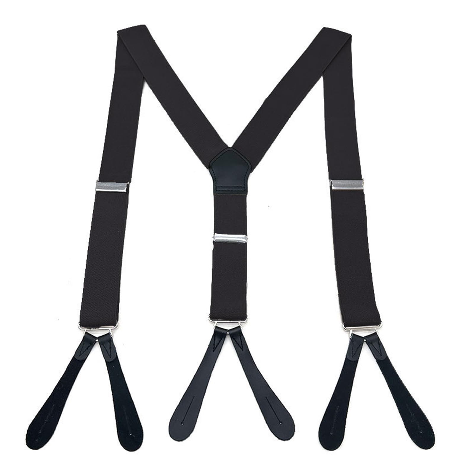 Tirantes vintage de piel sintética para hombre, con tirantes, 3,5 x 125 cm, tamaño grande (negro)