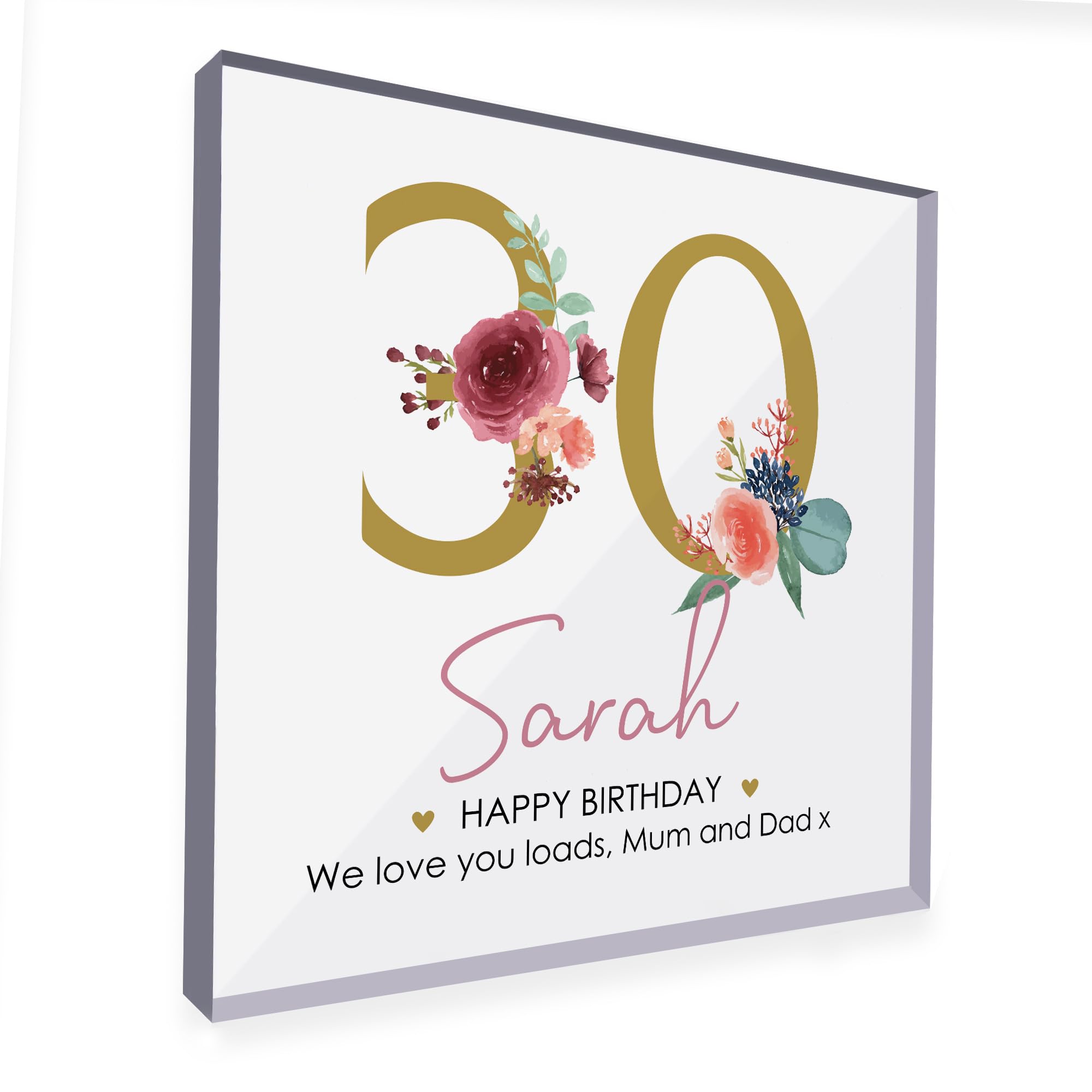 Red Ocean Personalised 30th Birthday Gift Her Clear Block 30th Birthday Gifts For Best Friend Daughter Sister Keepsake