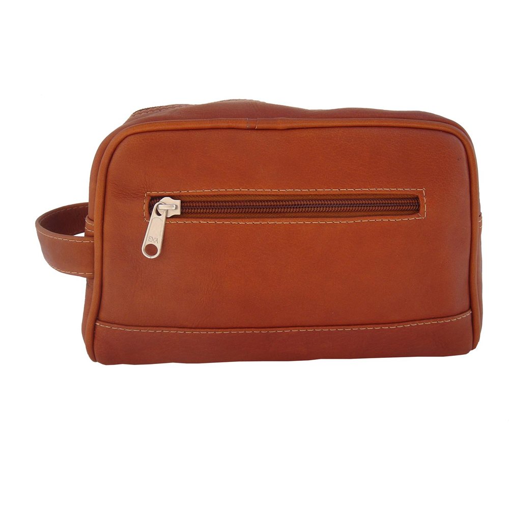 Piel LeatherTop Zip Toiletry Kit, Saddle, One Size, Top Zip Toiletry Kit